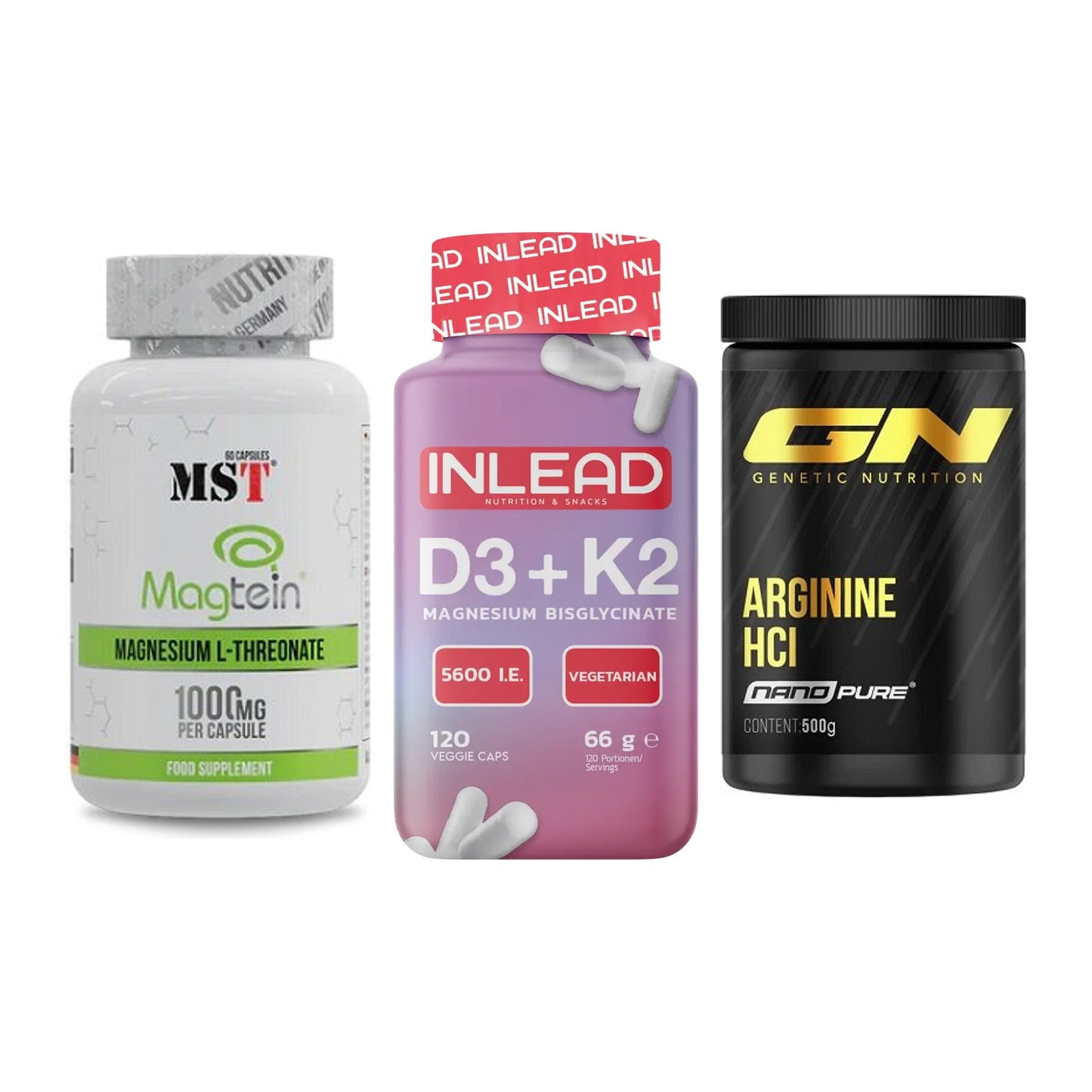 Ausdauer-Set: MST Magnesium + INLEAD Vitamin + GN Arginine HCL – alle enthaltenen Artikel