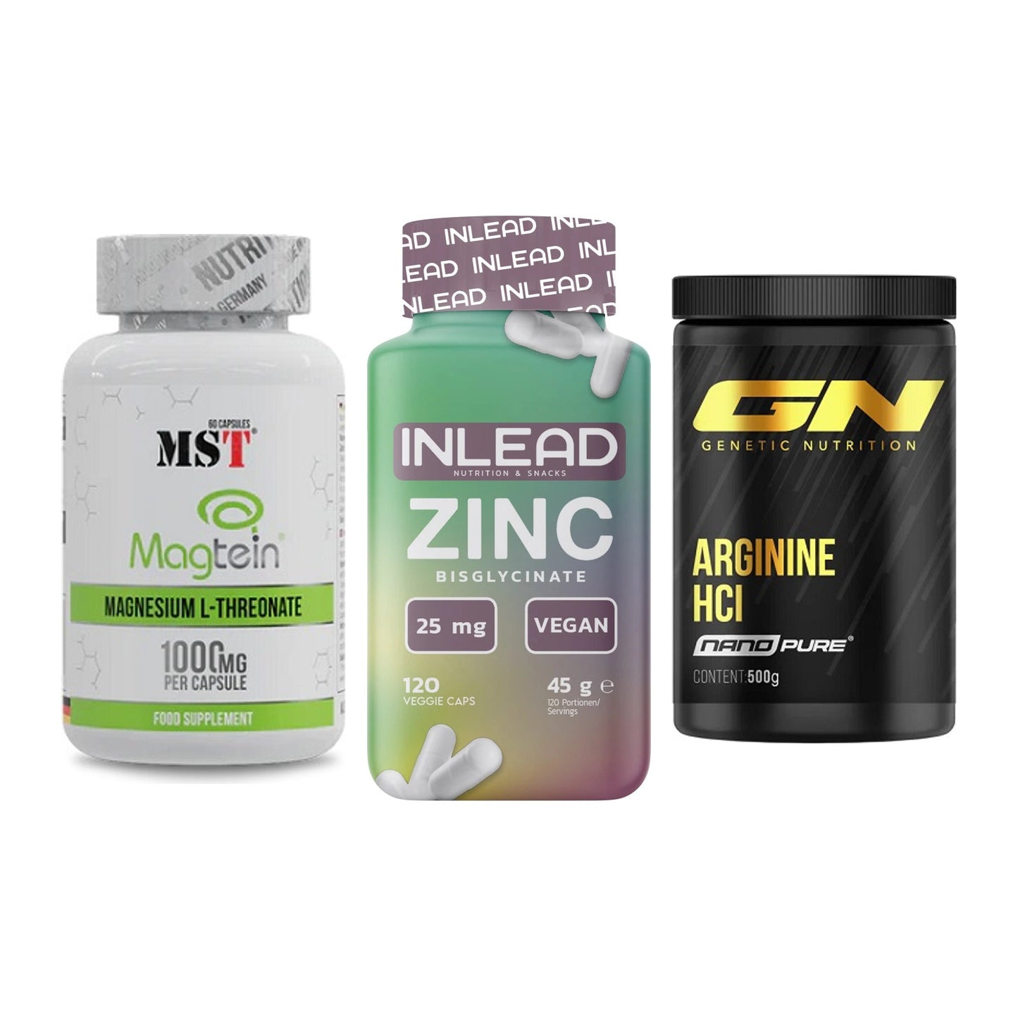 Ausdauer-Set: MST Magnesium + INLEAD Zink + GN Arginine HCL – alle enthaltenen Artikel