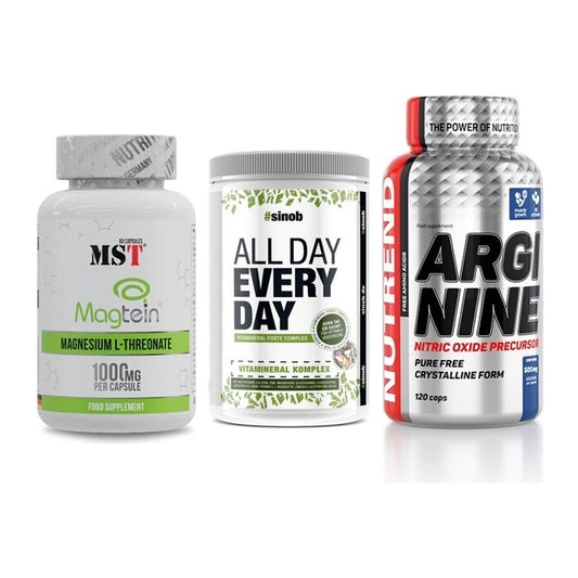 Ausdauer-Set: MST Magnesium + Sinob All Day + Nutrend Arginine – alle enthaltenen Artikel