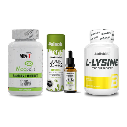 Ausdauer-Set: MST Magnesium + Sinob Vitamin D3 + BioTech L-Lysine – alle enthaltenen Artikel