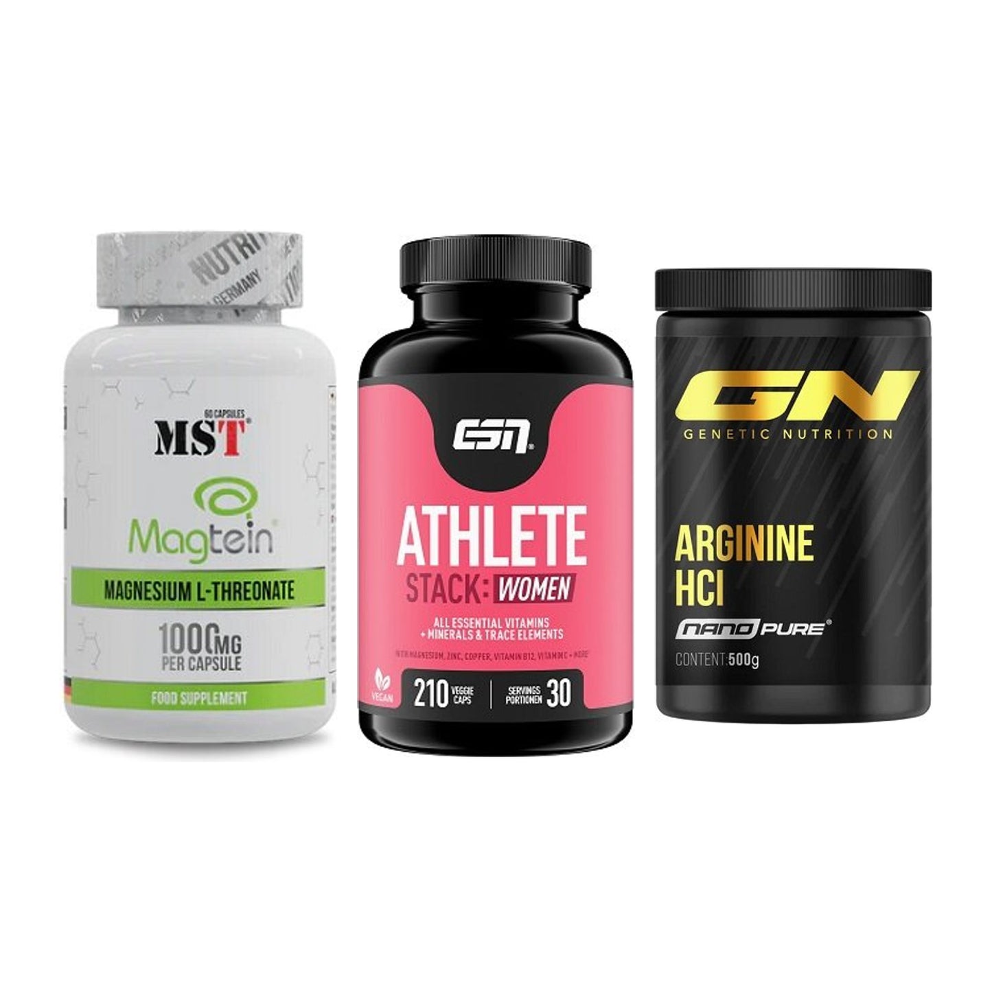 Ausdauer-Set: MST Magnesium + ESN Athlete + GN Arginine HCL – alle enthaltenen Artikel