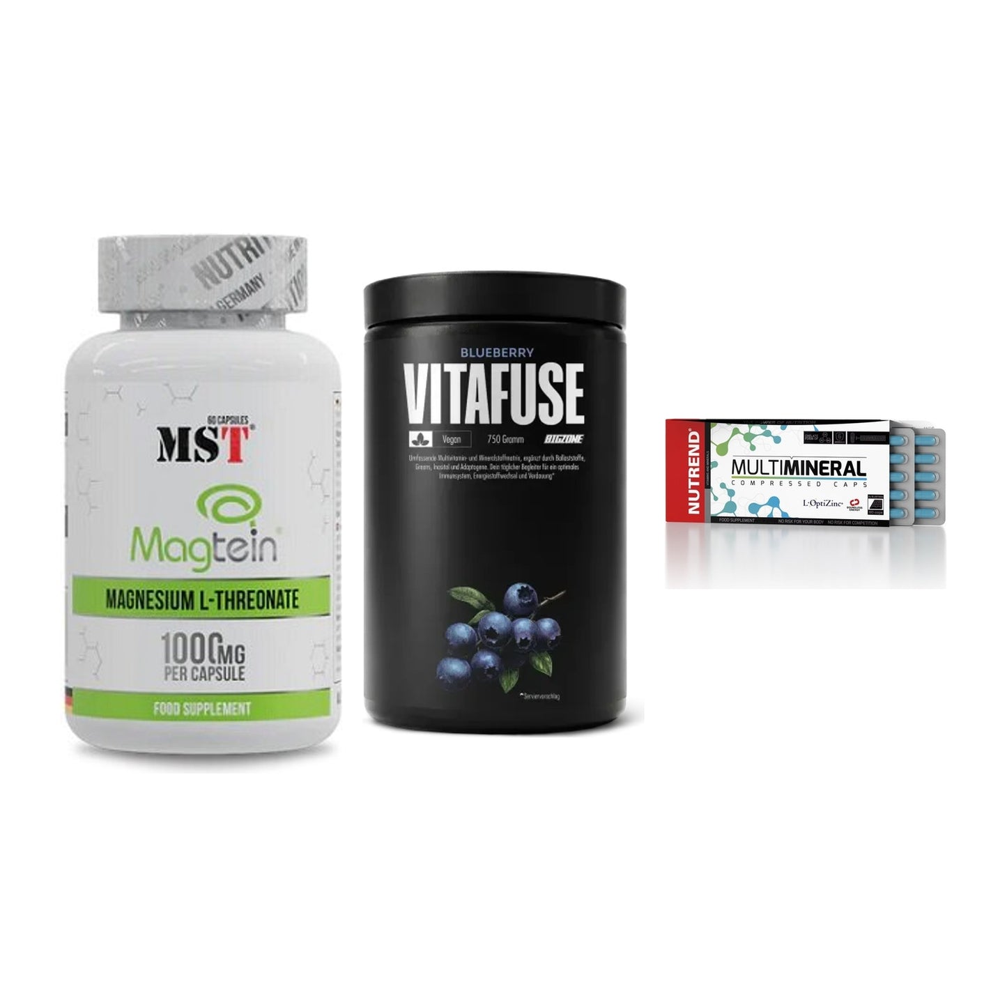 Ausdauer-Set: MST Magnesium + Big Zone Vitafus + Nutrend Multimin – alle enthaltenen Artikel