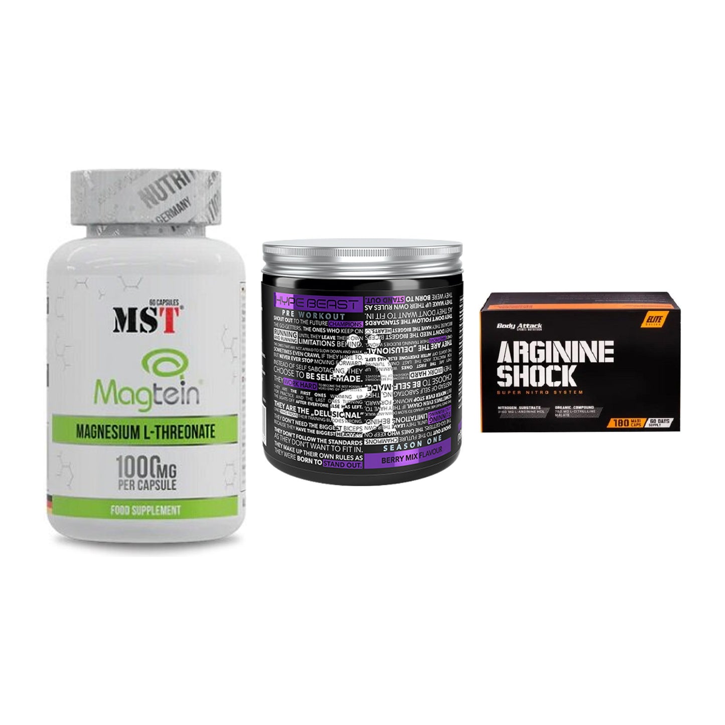 Ausdauer-Set: MST Magnesium + Nanosupps Hype + Body Attack – alle enthaltenen Artikel