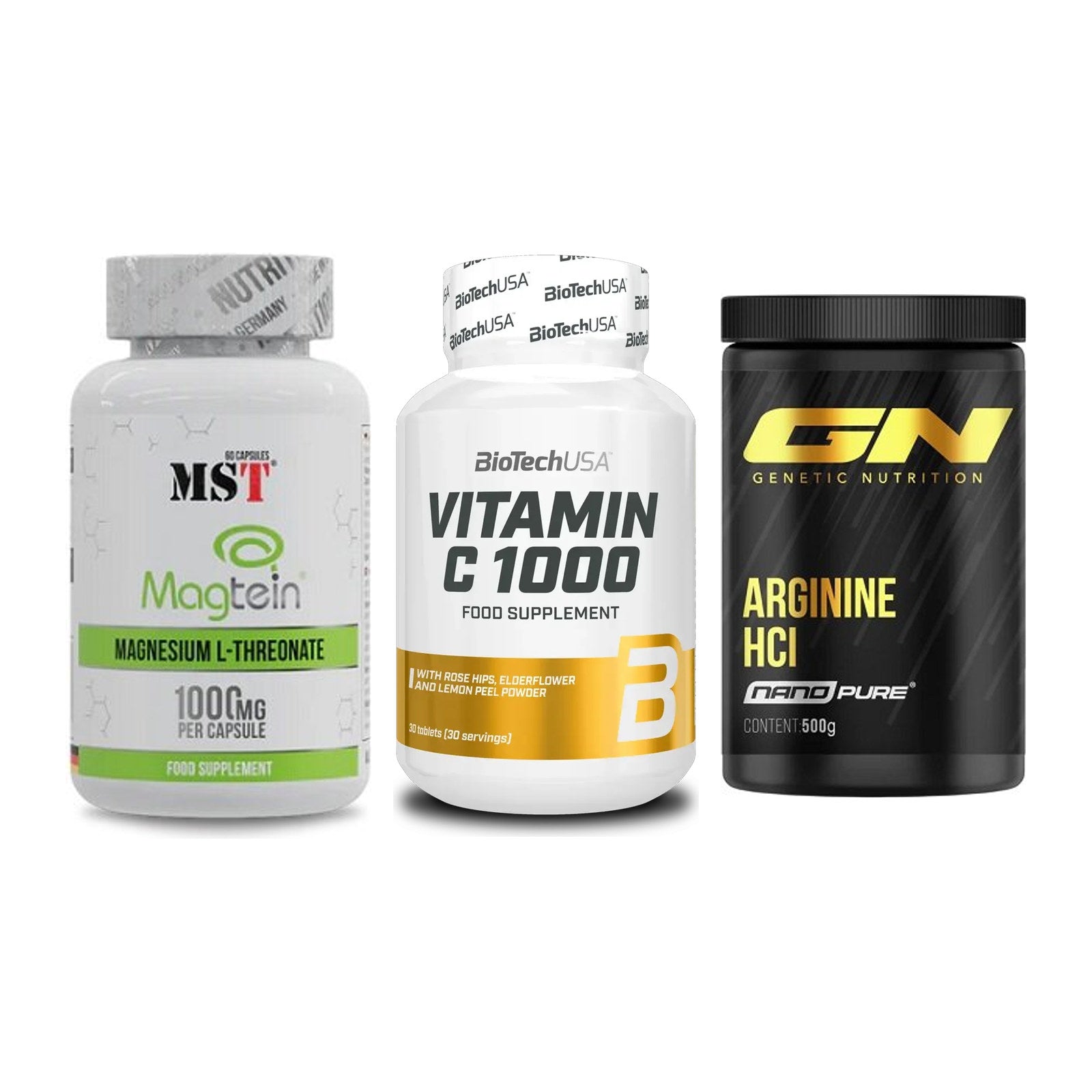 Ausdauer-Set: MST Magnesium + BioTech Vitamin + GN Arginine HCL – alle enthaltenen Artikel