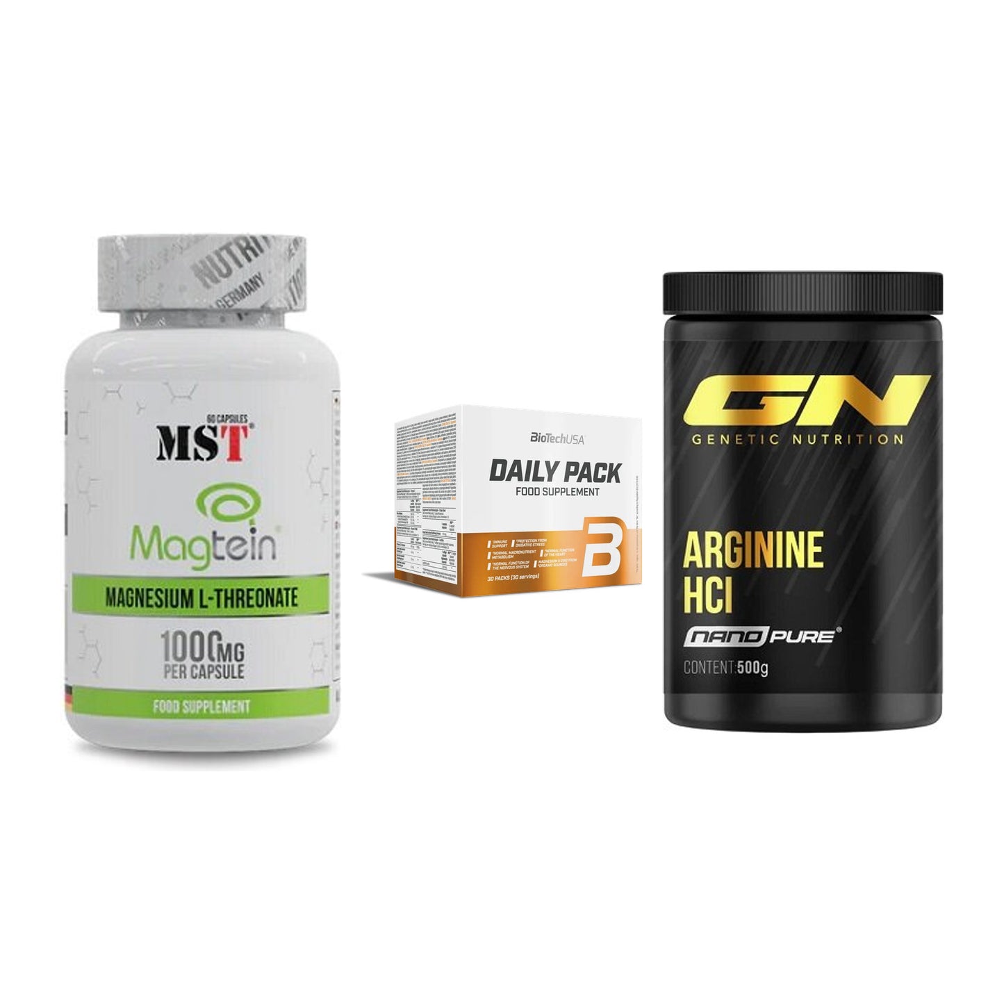 Ausdauer-Set: MST Magnesium + BioTech Daily + GN Arginine HCL – alle enthaltenen Artikel