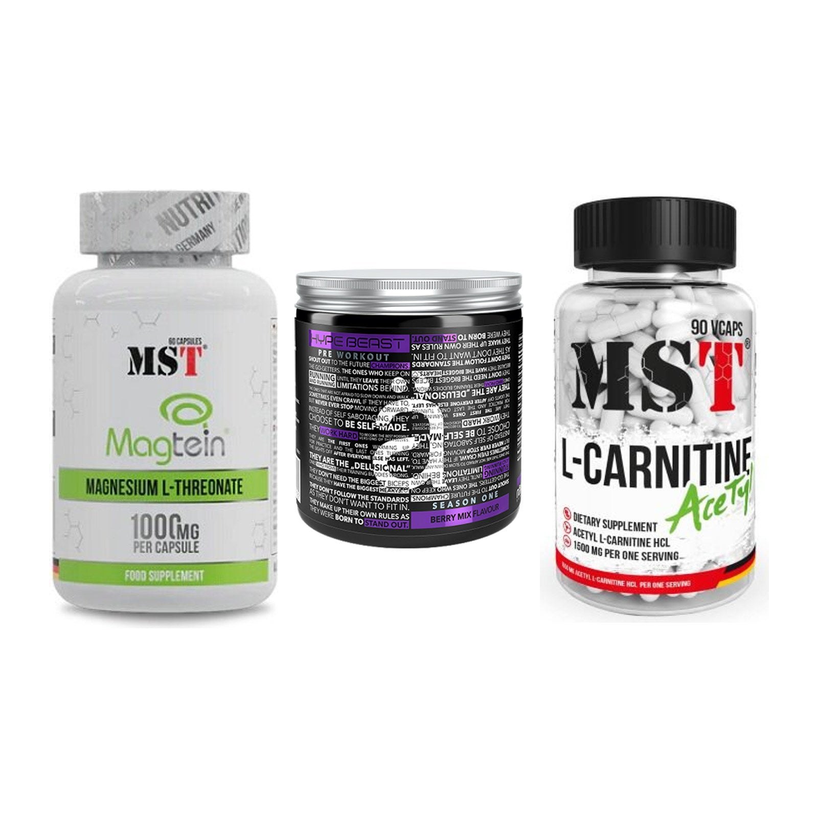 Ausdauer-Set: MST Magnesium + Nanosupps Hype + MST L-Carnitine – alle enthaltenen Artikel
