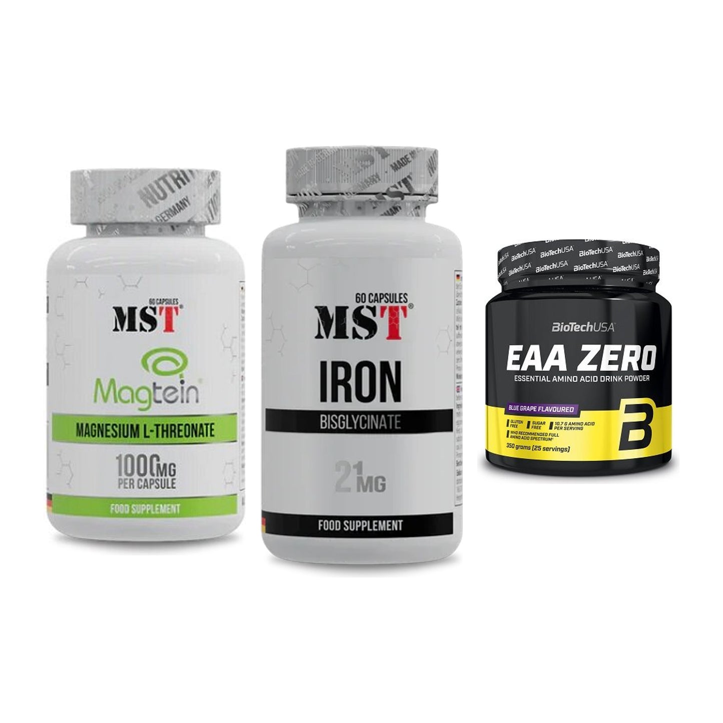 Ausdauer-Set: MST Magnesium + MST Iron Bisglyc + BioTech EAA Zero – alle enthaltenen Artikel