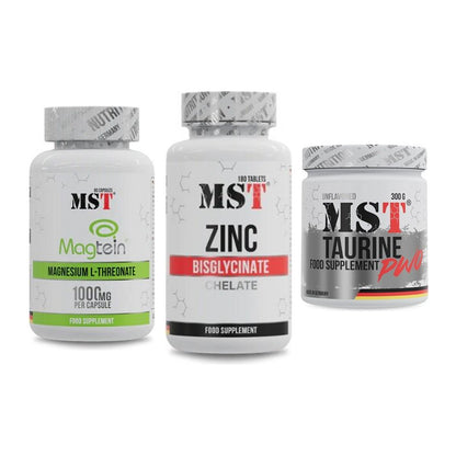 Ausdauer-Set: MST Magnesium + MST Zinc Chelate + MST Taurine – alle enthaltenen Artikel