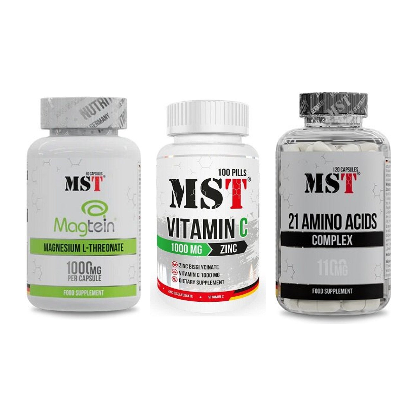 Ausdauer-Set: MST Magnesium + MST Vitamin C + MST 21 Amino – alle enthaltenen Artikel