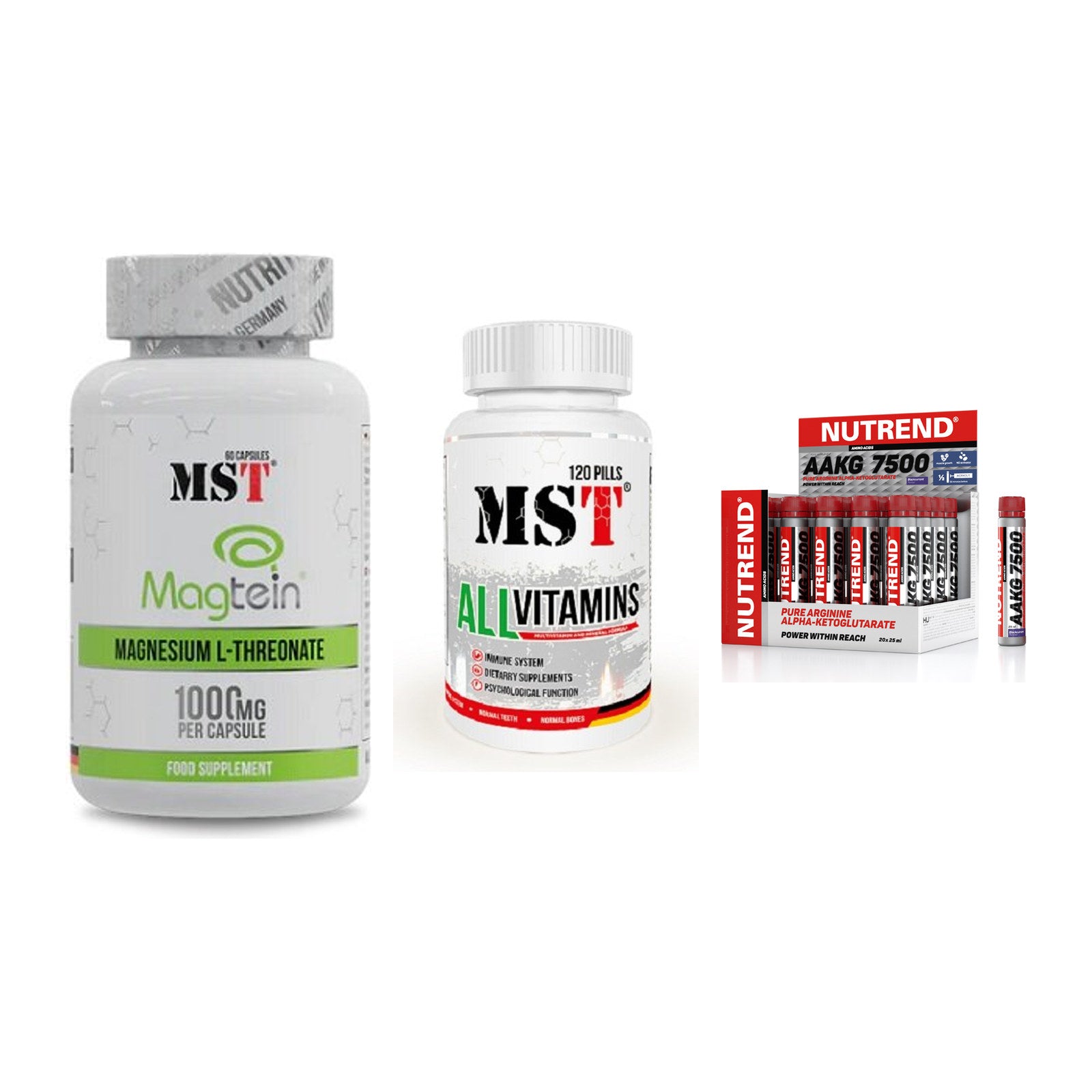Ausdauer-Set: MST Magnesium + MST All Vitamins + Nutrend AAKG – alle enthaltenen Artikel