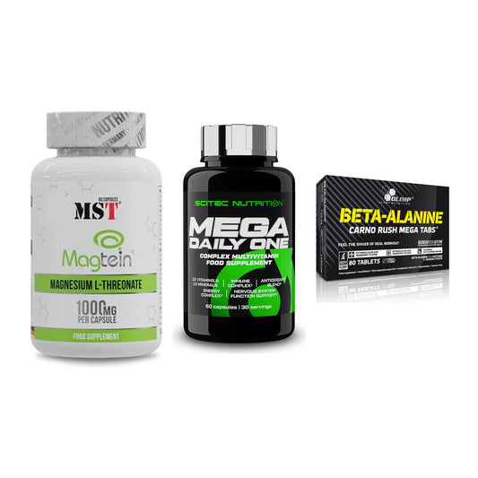 Ausdauer-Set: MST Magnesium + Scitec Mega + Olimp Beta-Alani – alle enthaltenen Artikel