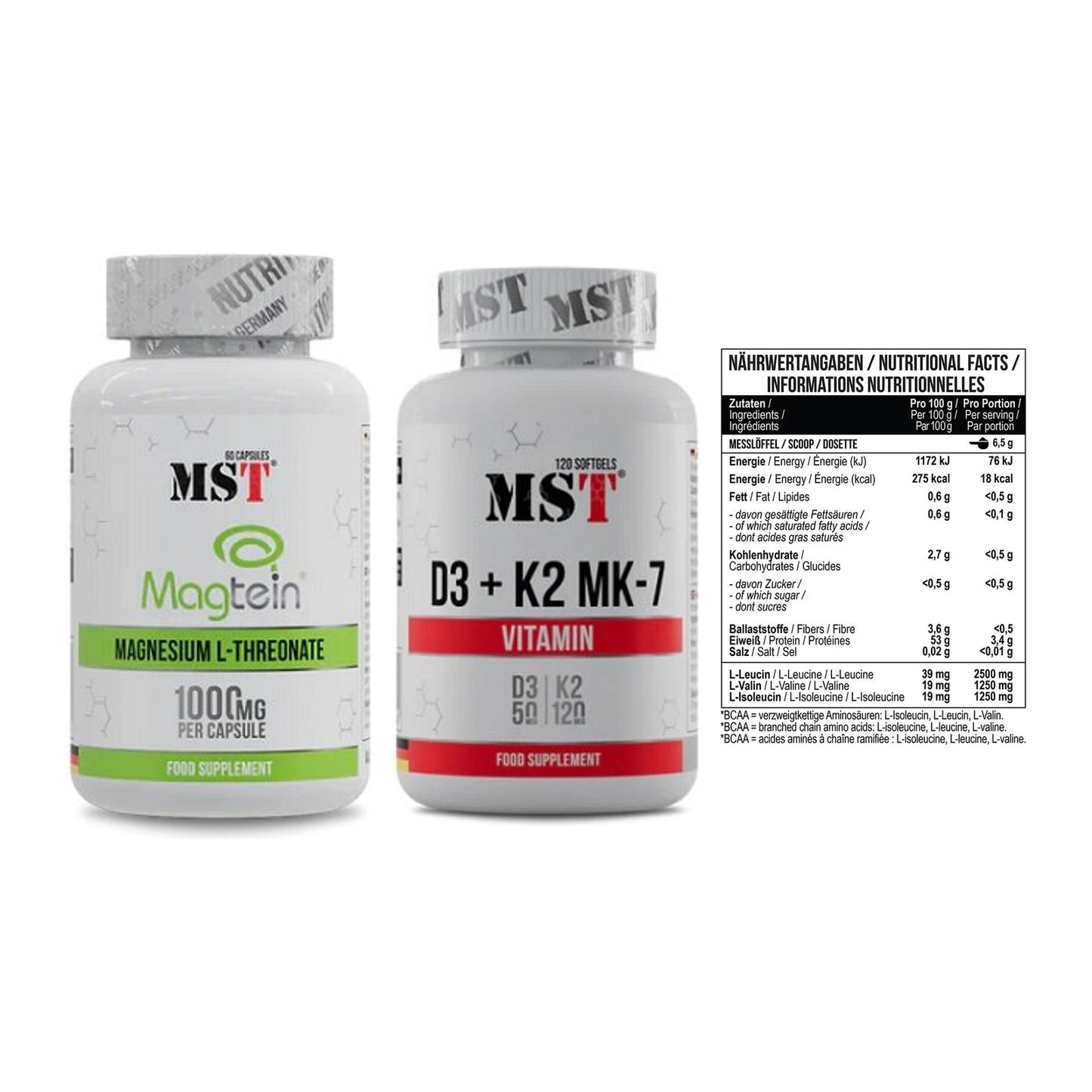 Ausdauer-Set: MST Magnesium + MST Vitamin D3 + MST BCAA Zero – alle enthaltenen Artikel