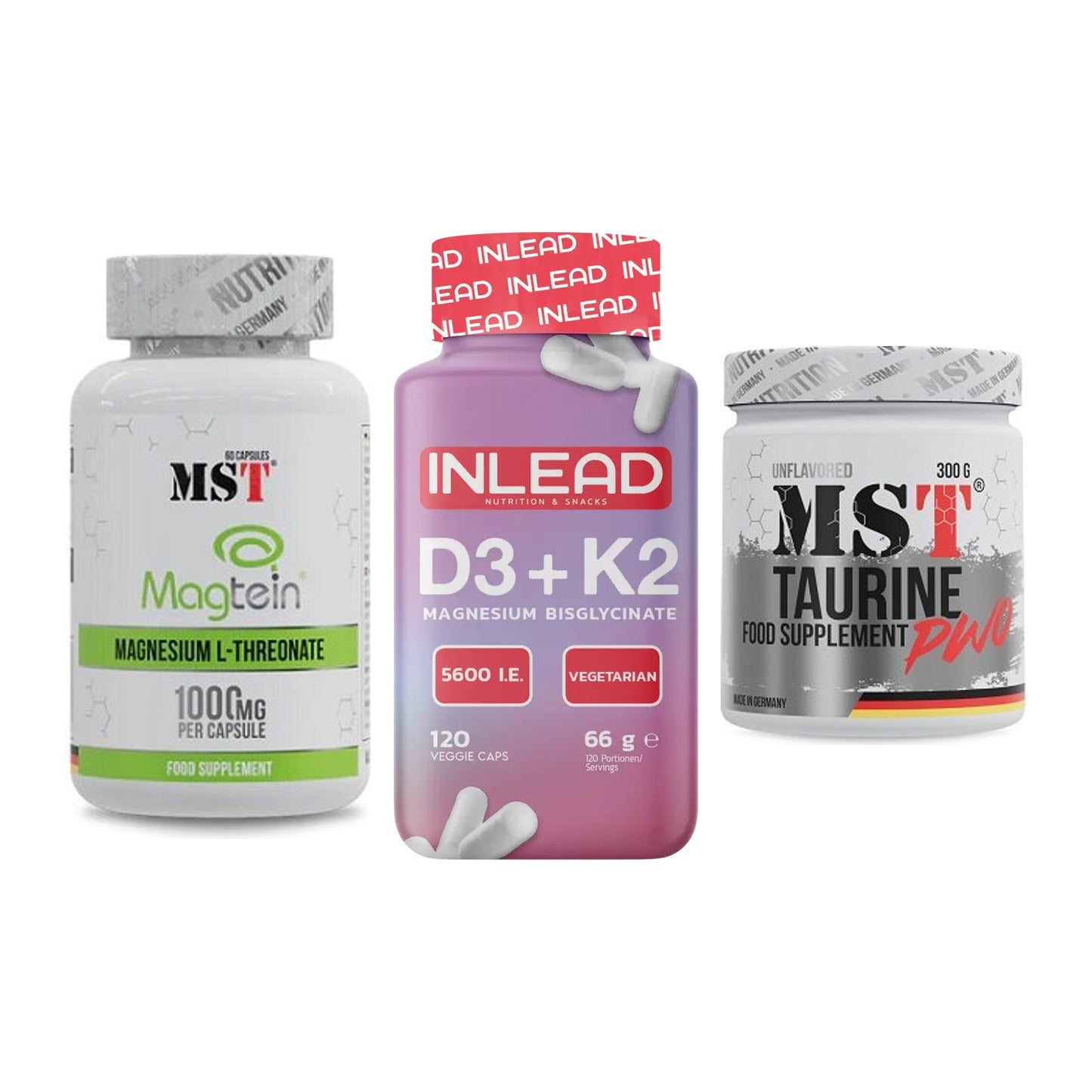 Ausdauer-Set: MST Magnesium + INLEAD Vitamin + MST Taurine – alle enthaltenen Artikel