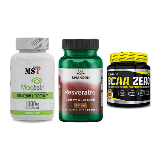 Ausdauer-Set: MST Magnesium + Swanson Resverat + BioTech BCAA – alle enthaltenen Artikel