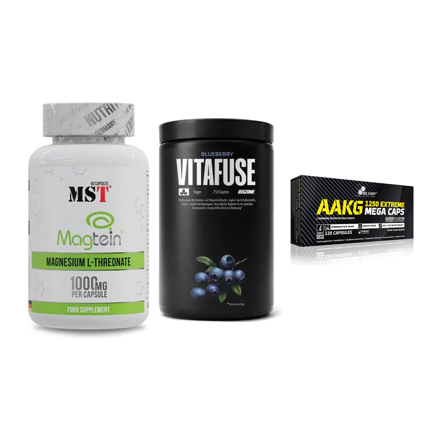 Ausdauer-Set: MST Magnesium + Big Zone Vitafus + Olimp AAKG – alle enthaltenen Artikel