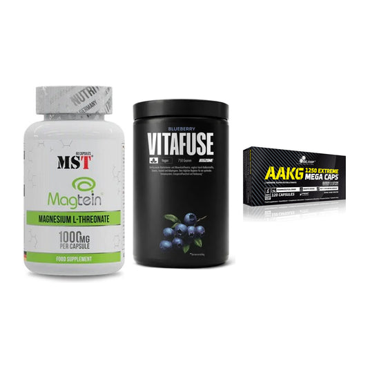 Ausdauer-Set: MST Magnesium + Big Zone Vitafus + Olimp AAKG – alle enthaltenen Artikel