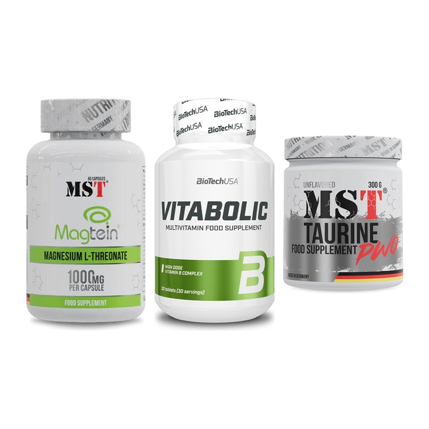 Ausdauer-Set: MST Magnesium + BioTech Vitaboli + MST Taurine – alle enthaltenen Artikel