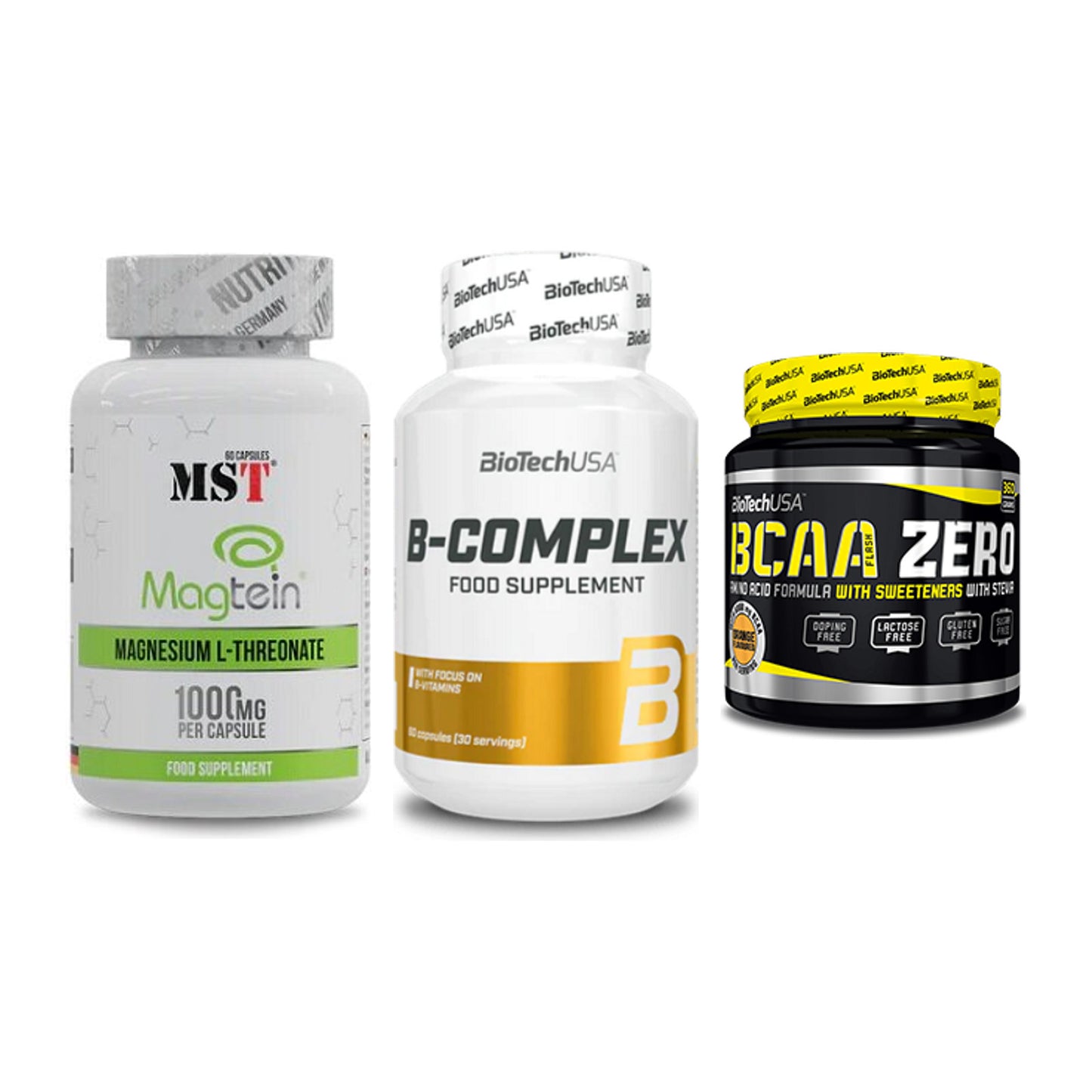 Ausdauer-Set: MST Magnesium + BioTech B + BioTech BCAA – alle enthaltenen Artikel