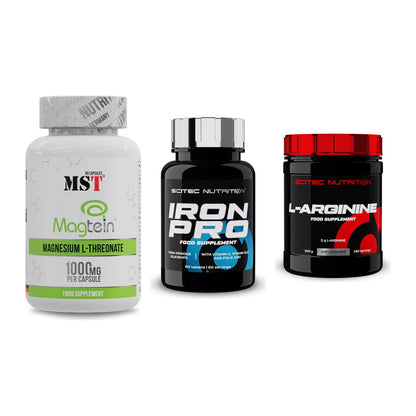 Ausdauer-Set: MST Magnesium + Scitec Iron Pro + Scitec Arginin – alle enthaltenen Artikel