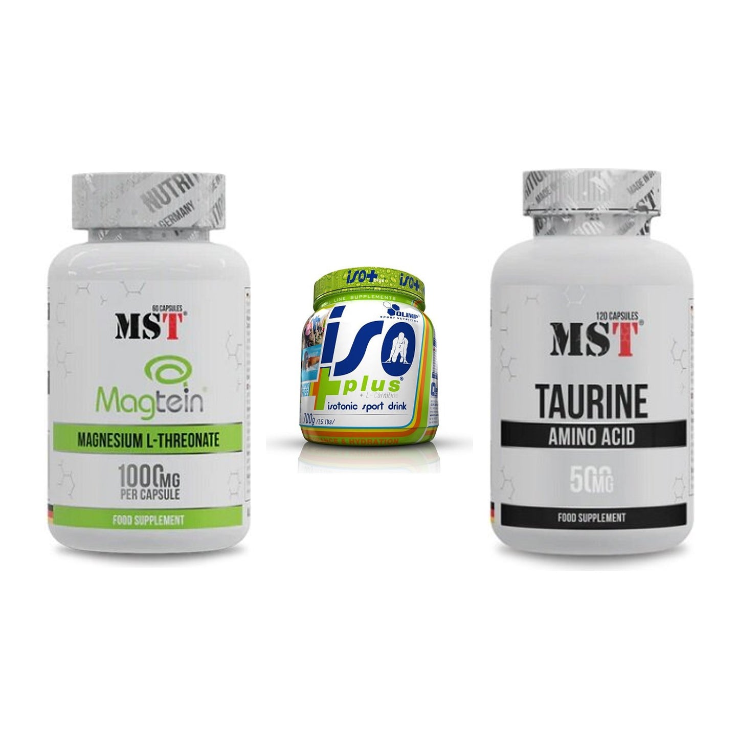 Ausdauer-Set: MST Magnesium + Olimp Iso Plus + MST Taurine – alle enthaltenen Artikel
