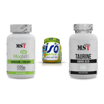 Ausdauer-Set: MST Magnesium + Olimp Iso Plus + MST Taurine – alle enthaltenen Artikel