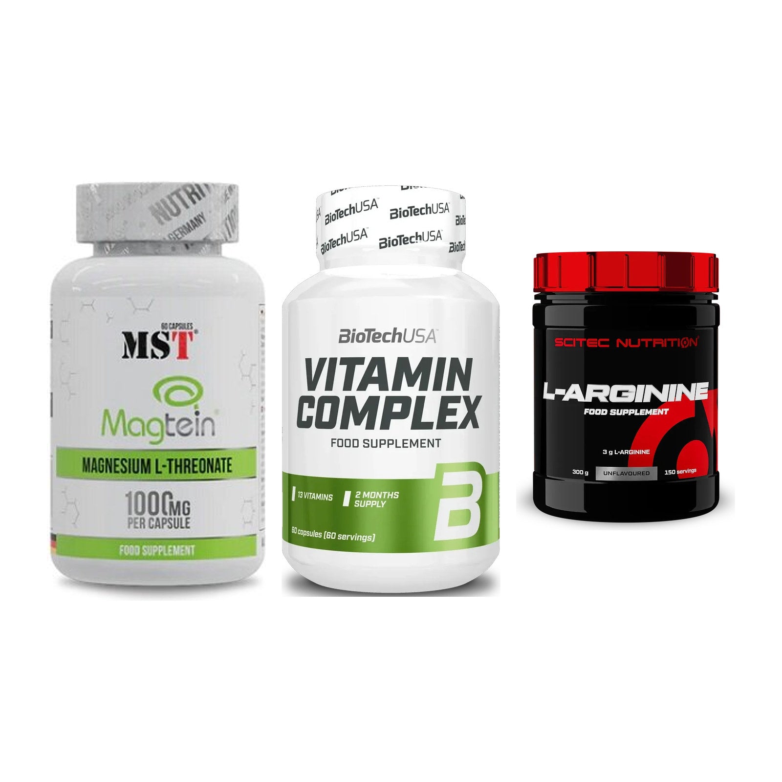 Ausdauer-Set: MST Magnesium + BioTech Vitamin + Scitec Arginin – alle enthaltenen Artikel