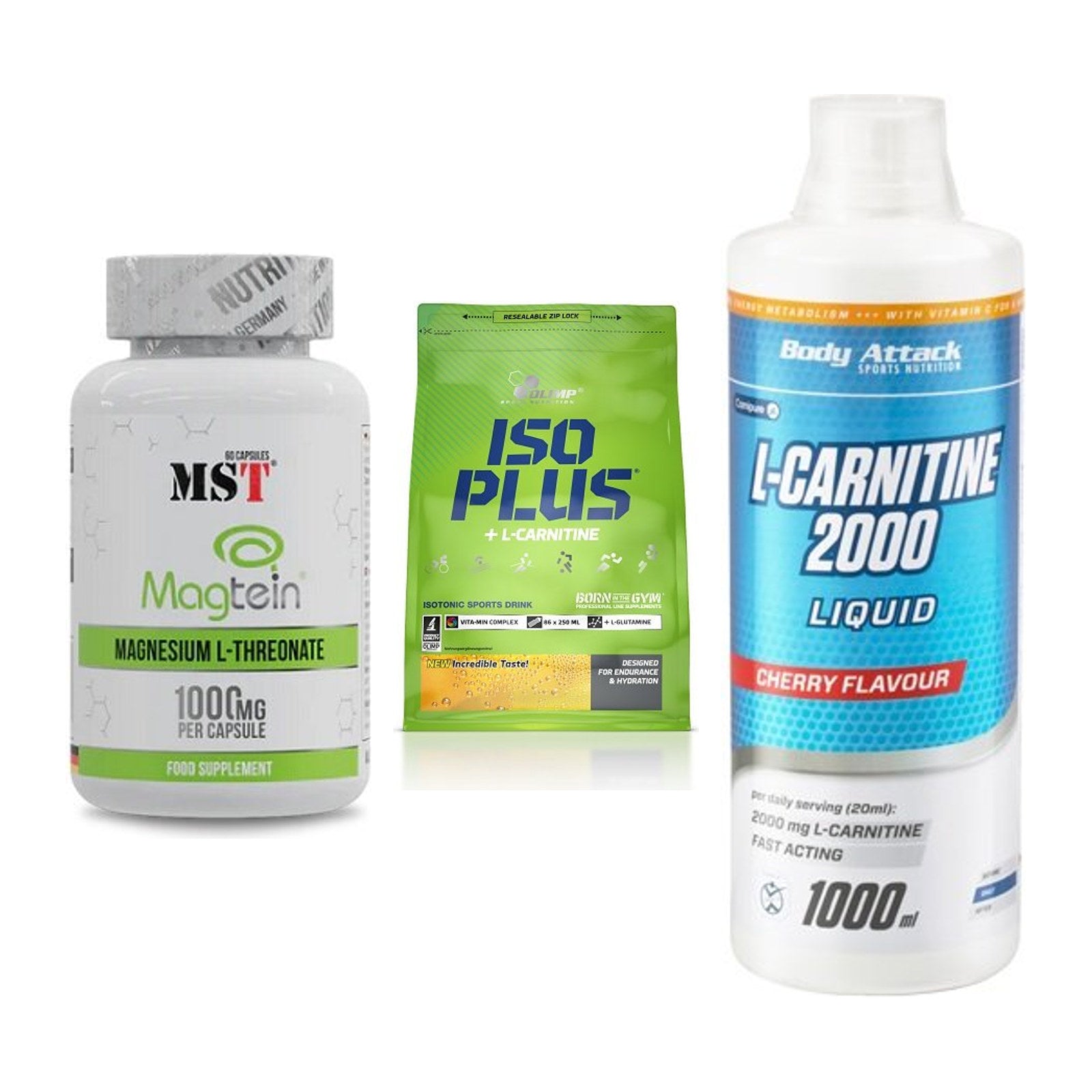 Ausdauer-Set: MST Magnesium + Olimp Iso Plus + Body Attack – alle enthaltenen Artikel