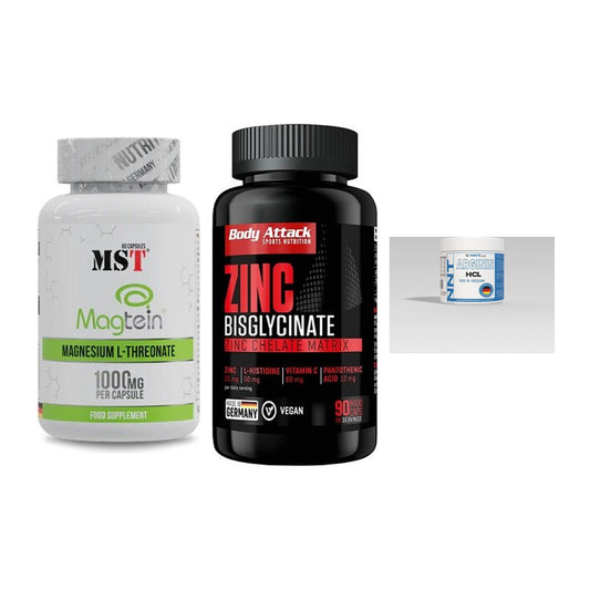 Ausdauer-Set: MST Magnesium + Body Attack Zink + NNT Arginin – alle enthaltenen Artikel
