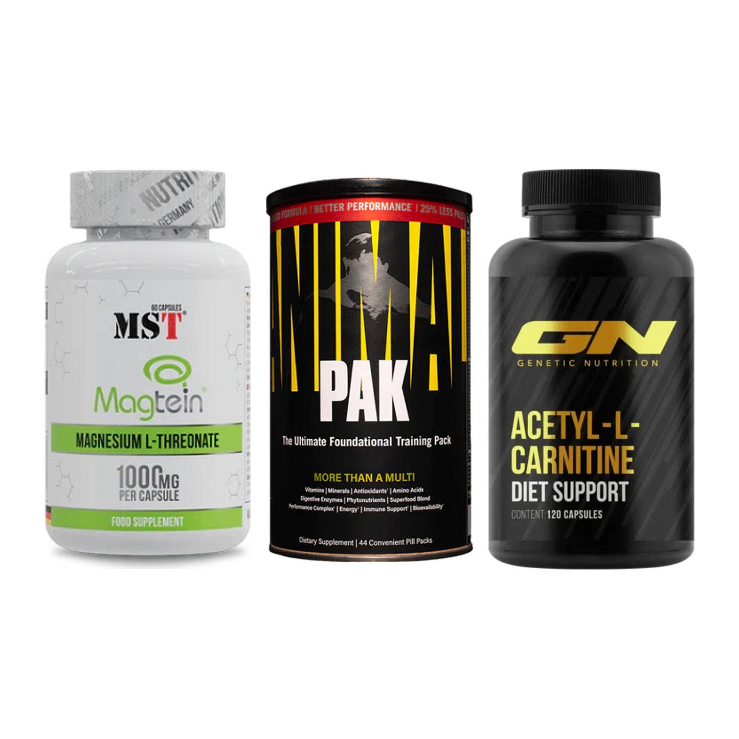 Ausdauer-Set: MST Magnesium + Universal Animal + GN Acetyl – alle enthaltenen Artikel