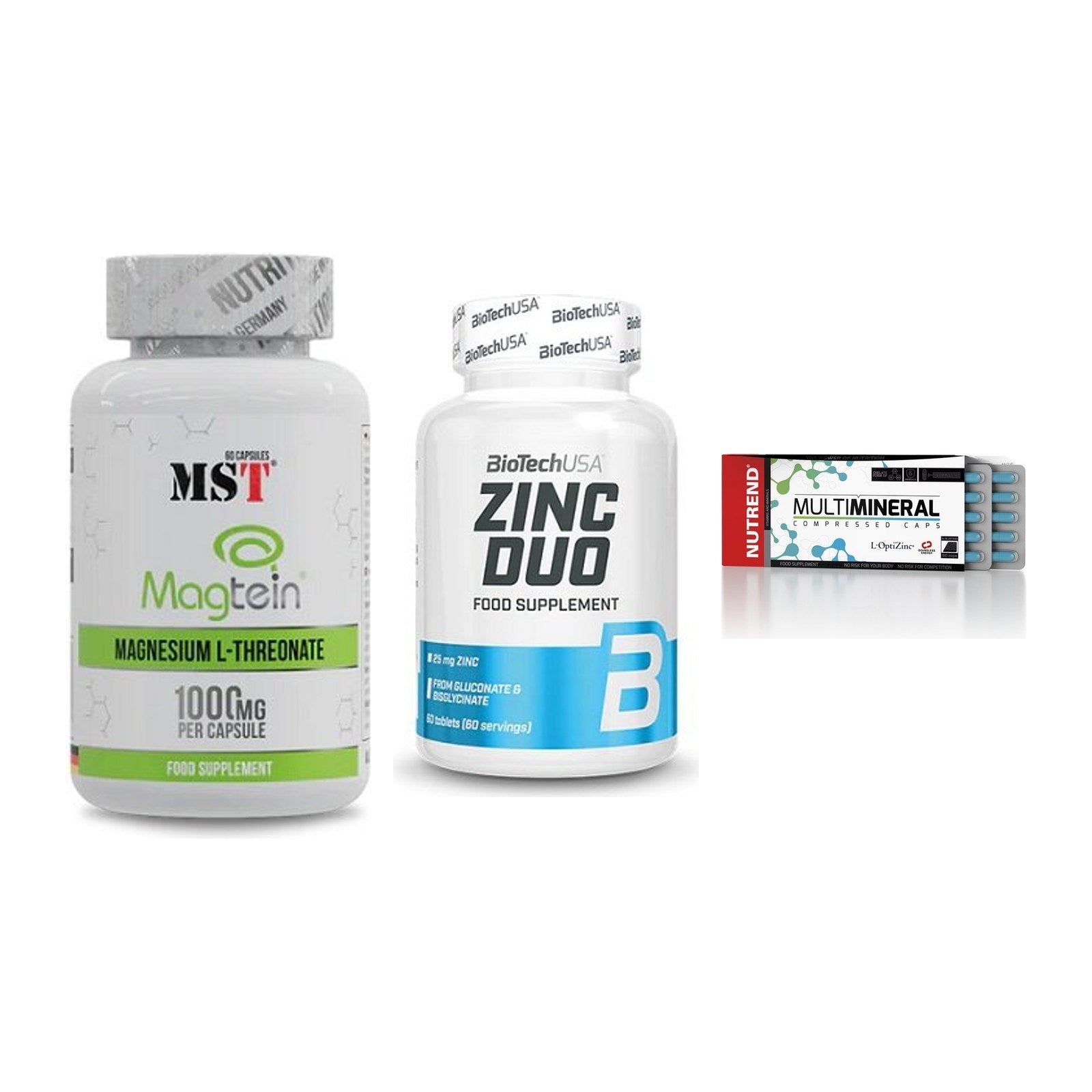 Ausdauer-Set: MST Magnesium + BioTech Zinc Duo + Nutrend Multimin – alle enthaltenen Artikel
