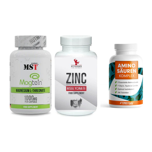 Ausdauer-Set: MST Magnesium + #GYMJUICE ZINC + ProFuel Aminosäu – alle enthaltenen Artikel
