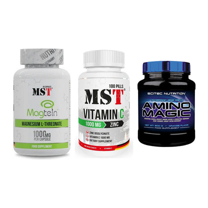 Ausdauer-Set: MST Magnesium + MST Vitamin C + Scitec Amino – alle enthaltenen Artikel