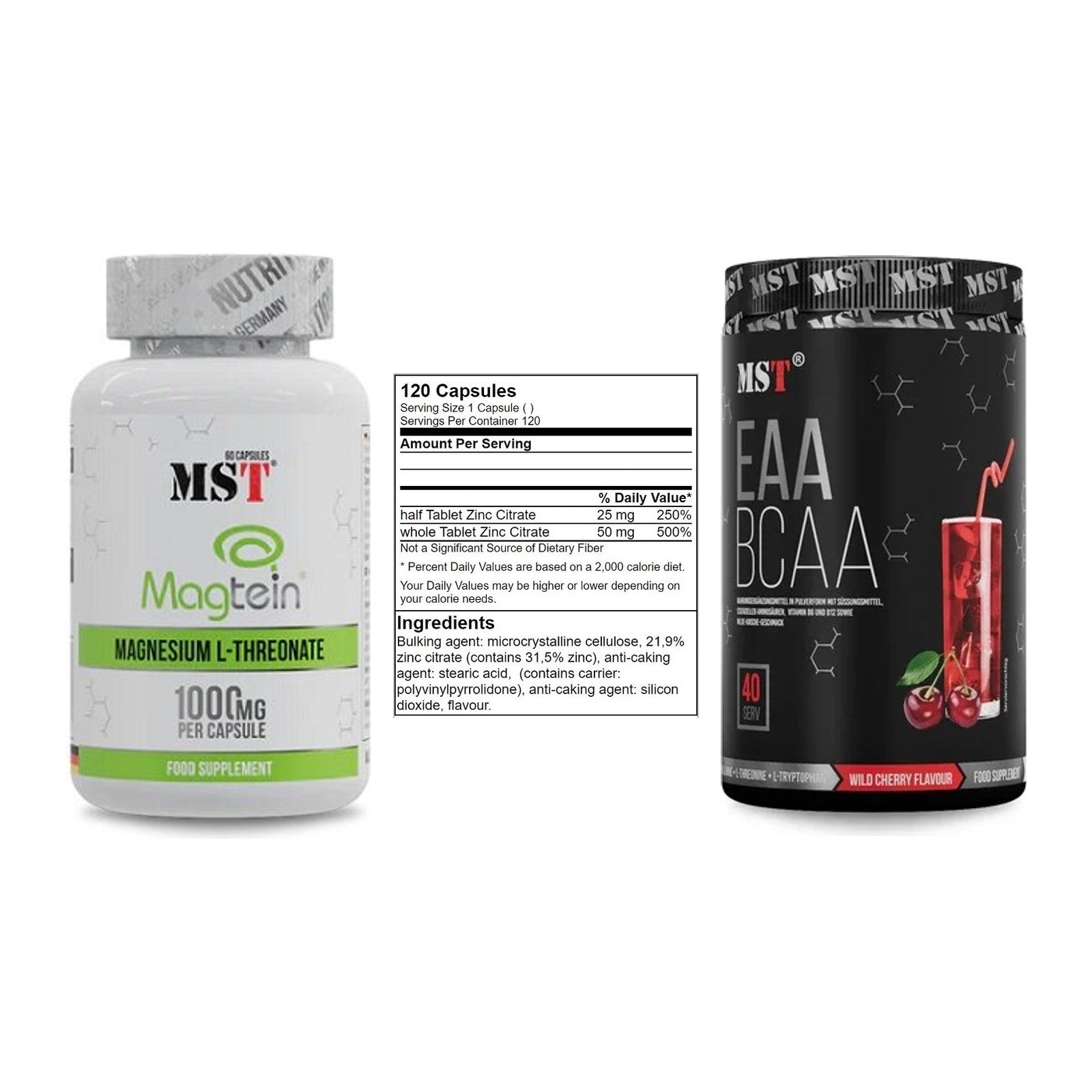 Ausdauer-Set: MST Magnesium + GN Zinc Citrate + MST EAA & BCAA – alle enthaltenen Artikel
