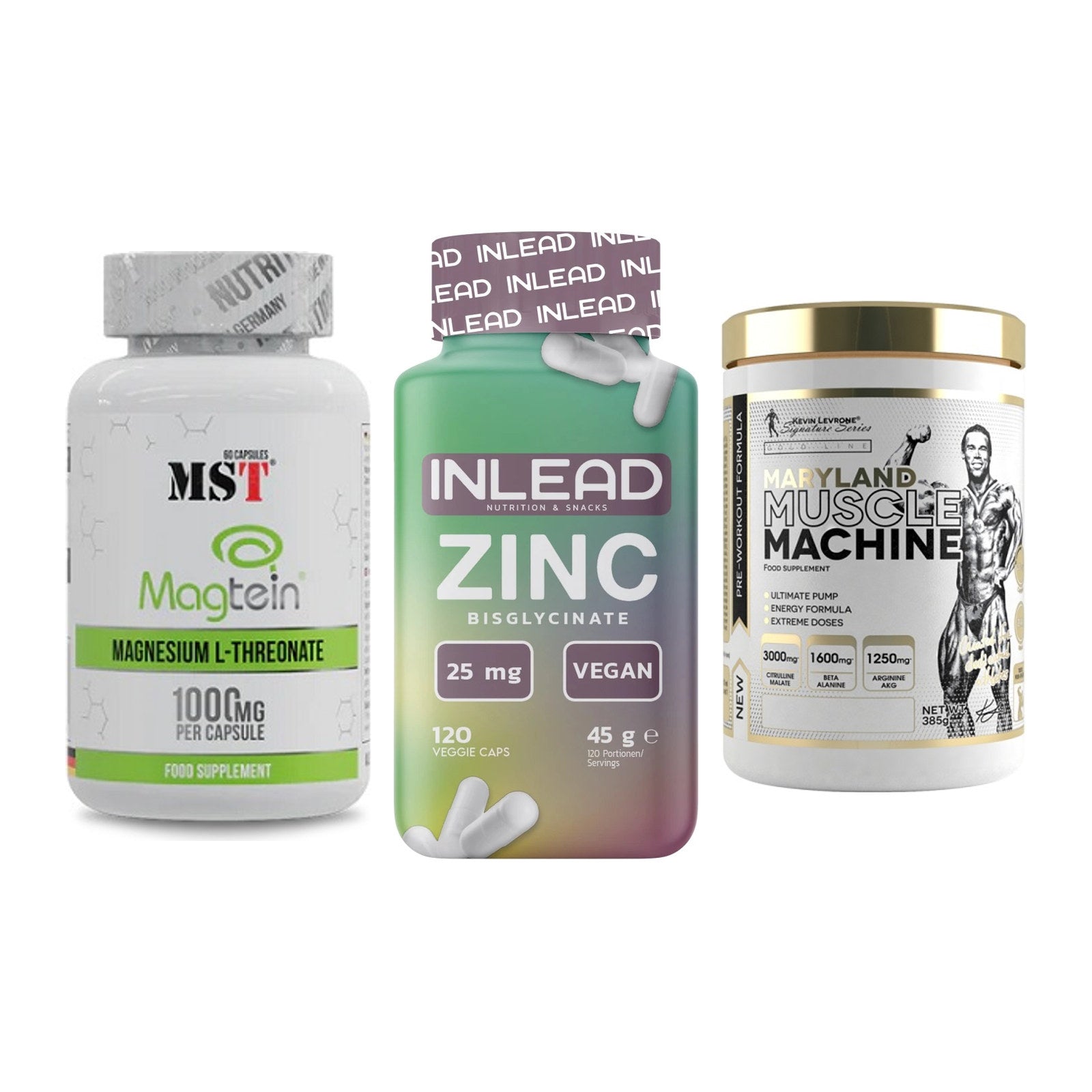 Ausdauer-Set: MST Magnesium + INLEAD Zink + Kevin Levrone – alle enthaltenen Artikel