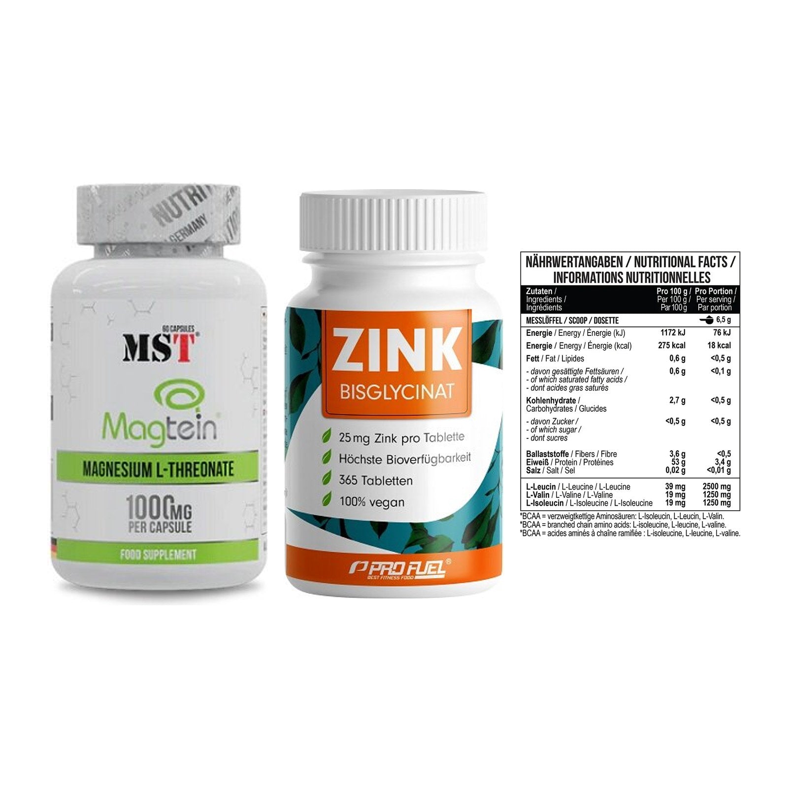Ausdauer-Set: MST Magnesium + ProFuel Zink + MST BCAA Zero – alle enthaltenen Artikel