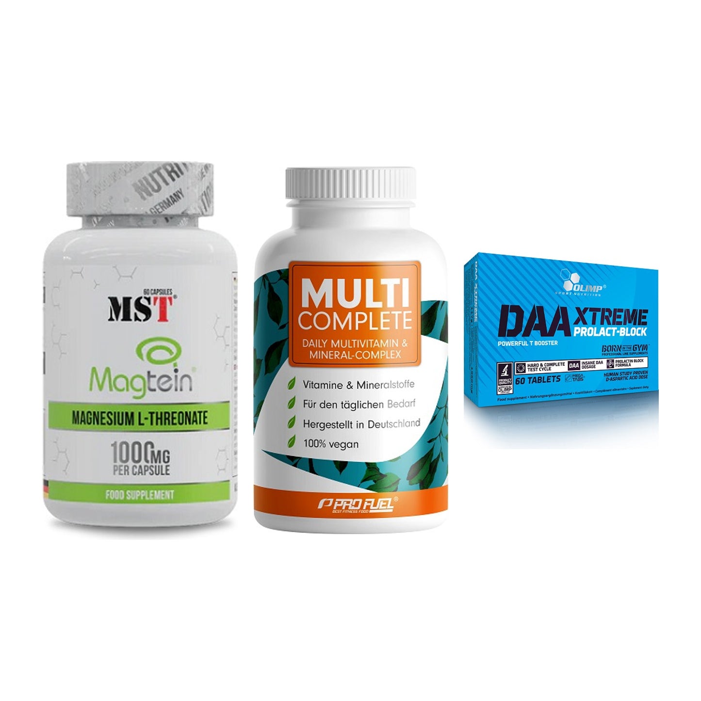 Ausdauer-Set: MST Magnesium + ProFuel MULTI + Olimp DAA Xtreme – alle enthaltenen Artikel
