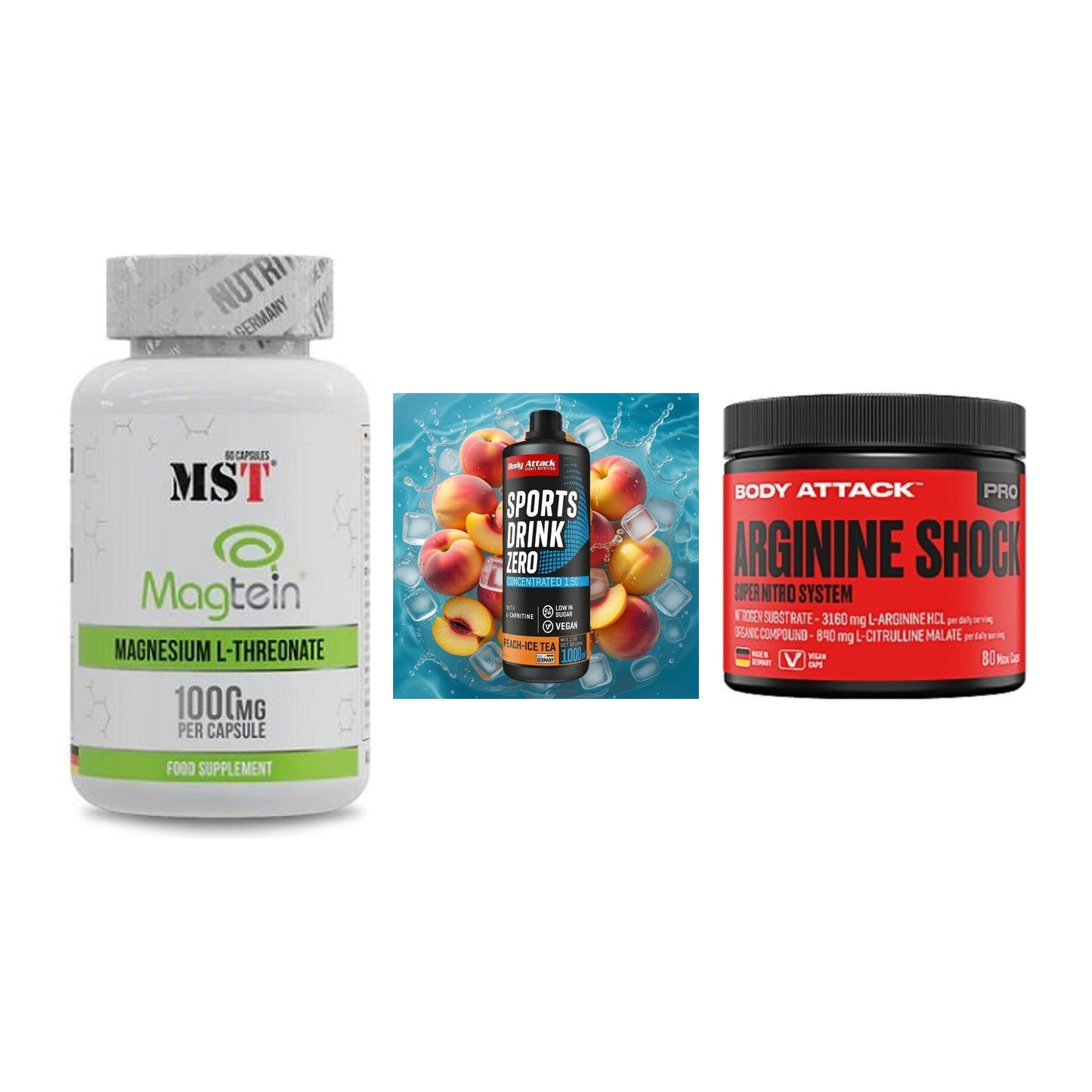 Ausdauer-Set: MST Magnesium + Body Attack Sports + 1 weitere – alle enthaltenen Artikel