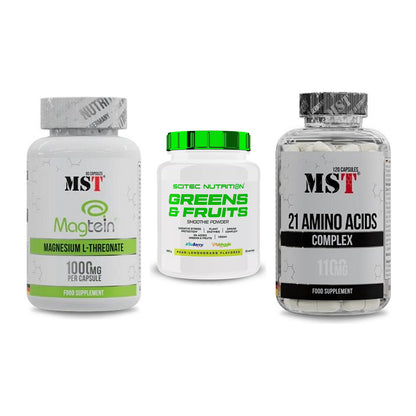 Ausdauer-Set: MST Magnesium + Scitec Greens + MST 21 Amino – alle enthaltenen Artikel