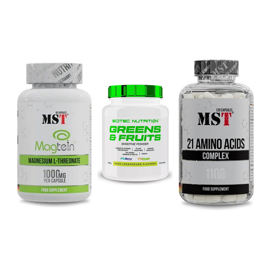 Ausdauer-Set: MST Magnesium + Scitec Greens + MST 21 Amino – alle enthaltenen Artikel