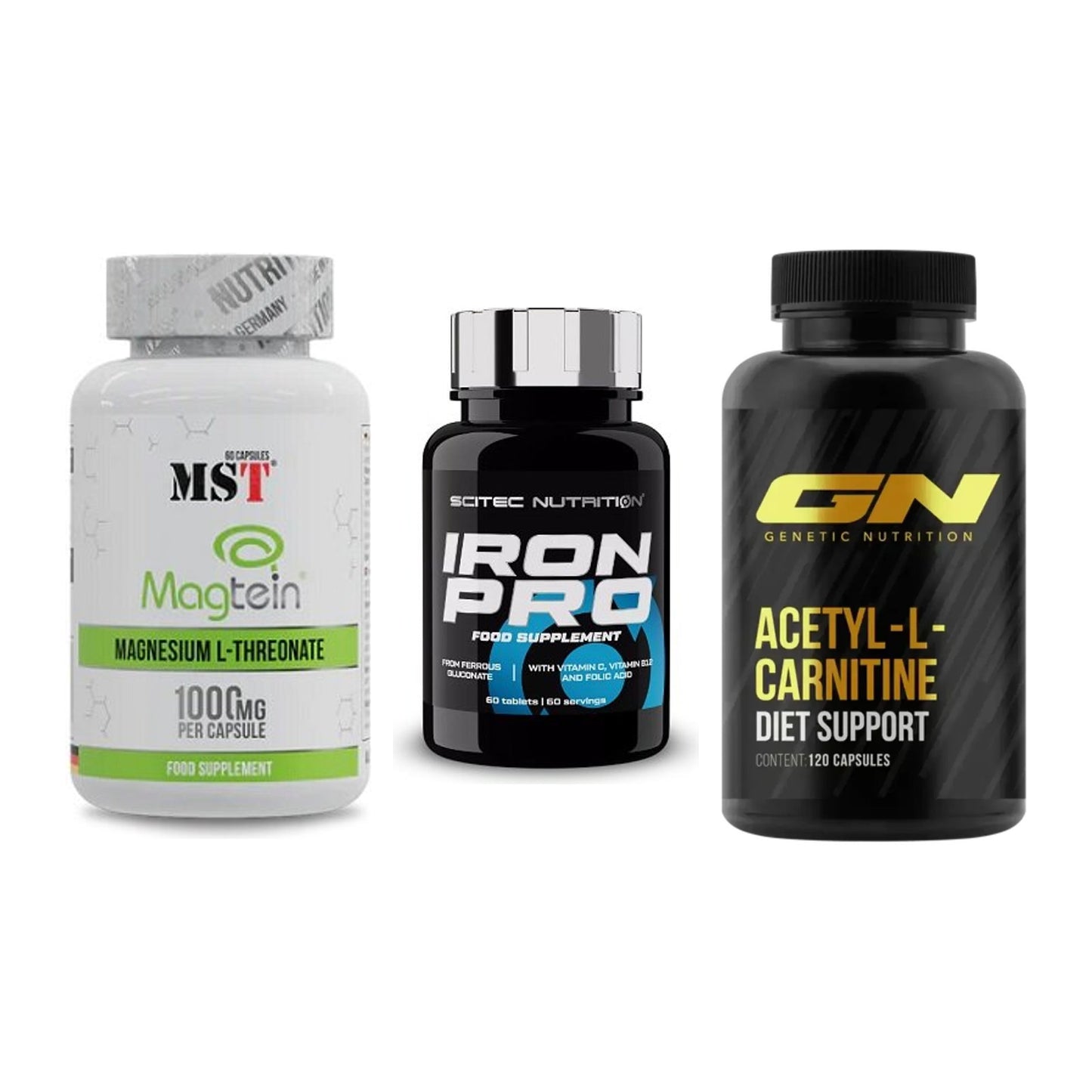 Ausdauer-Set: MST Magnesium + Scitec Iron Pro + GN Acetyl – alle enthaltenen Artikel