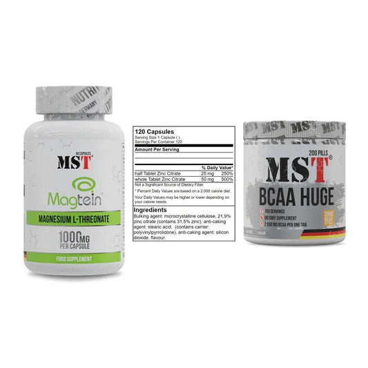 Ausdauer-Set: MST Magnesium + GN Zinc Citrate + MST BCAA Huge – alle enthaltenen Artikel