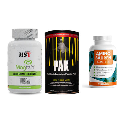 Ausdauer-Set: MST Magnesium + Universal Animal + ProFuel Aminosäu – alle enthaltenen Artikel