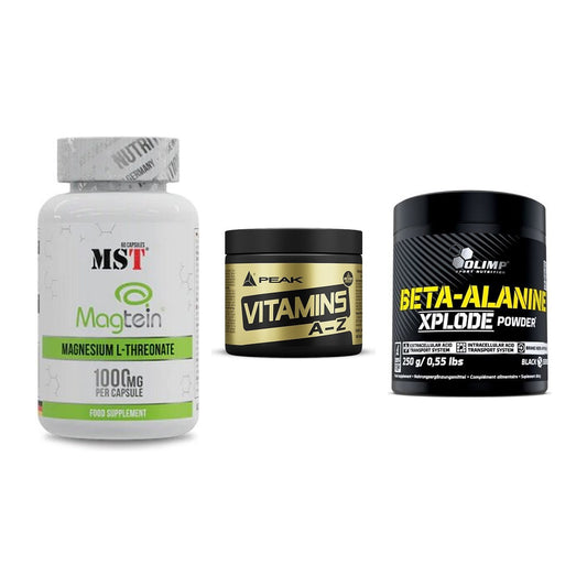 Ausdauer-Set: MST Magnesium + Peak Vitamin A-Z + Olimp Beta-Alani – alle enthaltenen Artikel