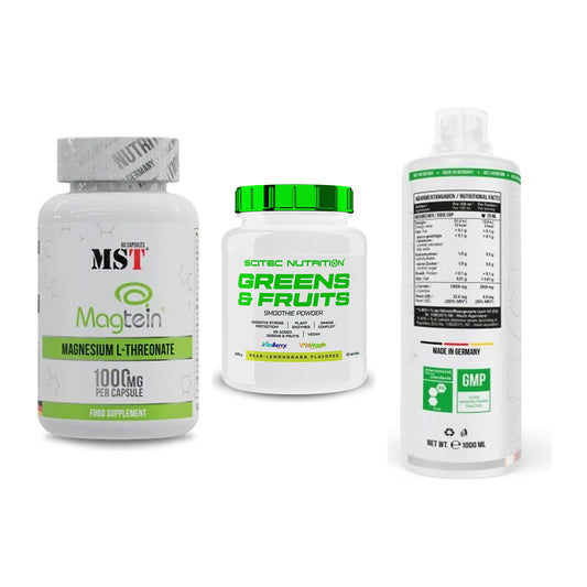 Ausdauer-Set: MST Magnesium + Scitec Greens + MST L-Carnitine – alle enthaltenen Artikel