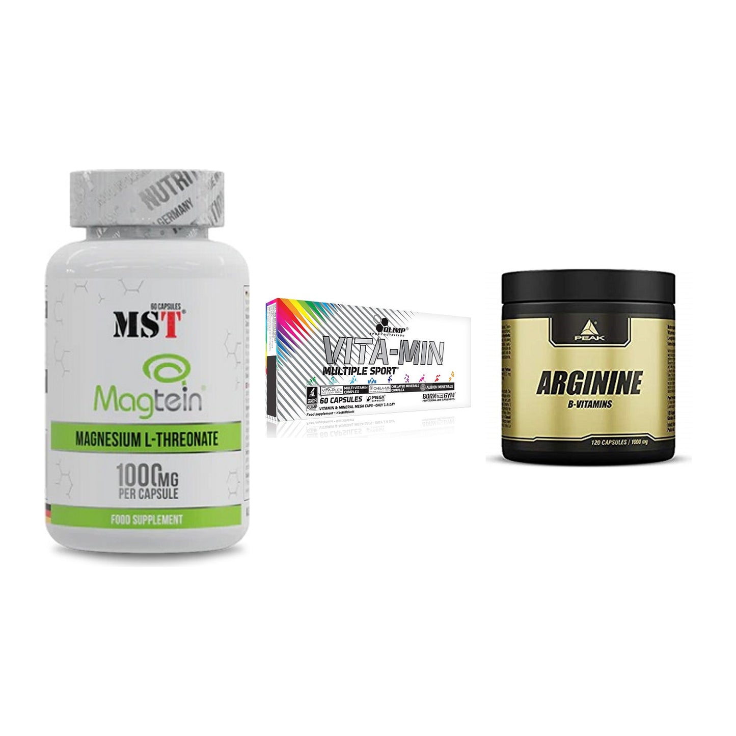 Ausdauer-Set: MST Magnesium + Olimp Vita-Min + Peak Arginin – alle enthaltenen Artikel