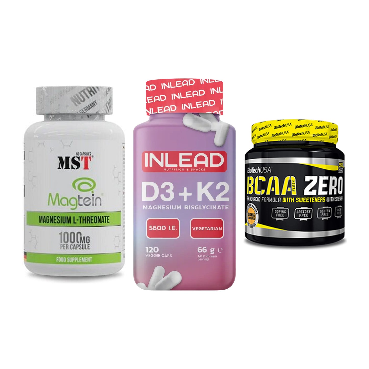 Ausdauer-Set: MST Magnesium + INLEAD Vitamin + BioTech BCAA – alle enthaltenen Artikel