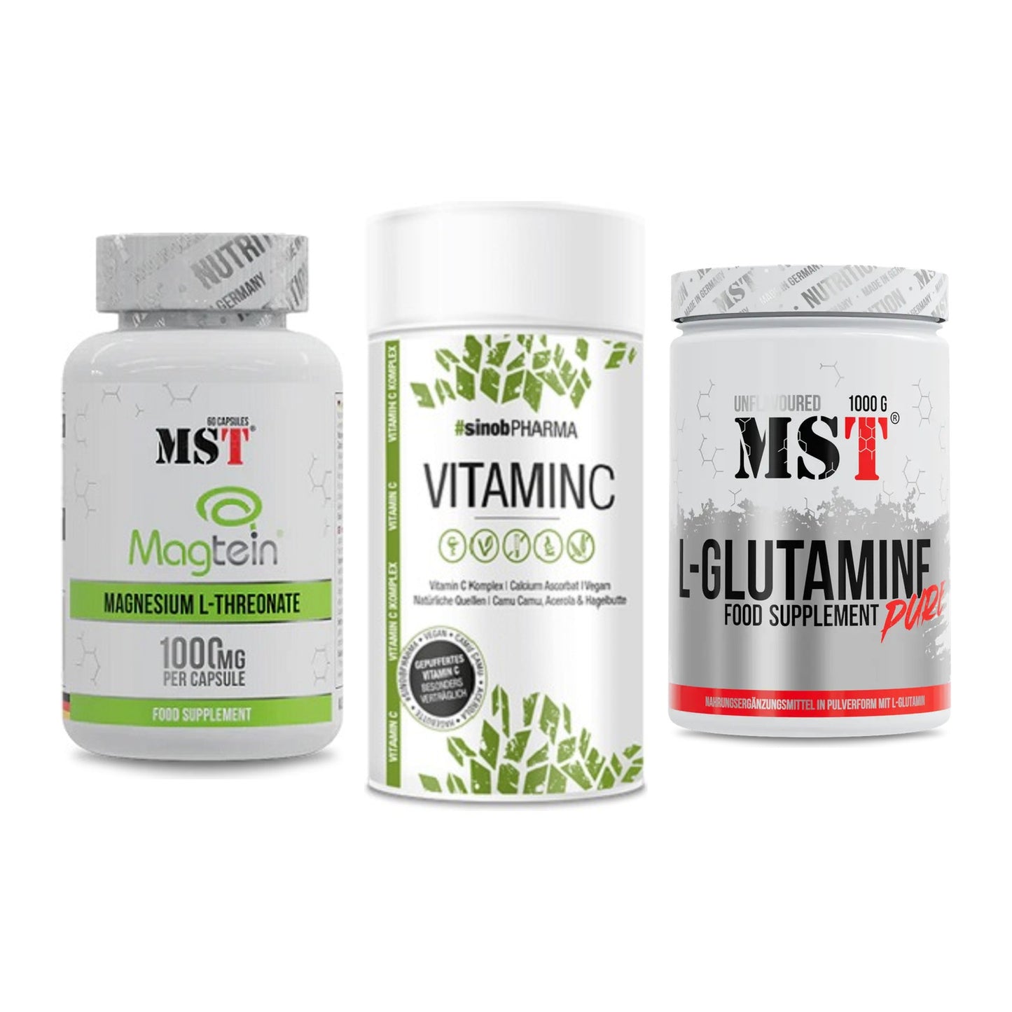 Ausdauer-Set: MST Magnesium + Sinob Vitamin C + MST Glutamine – alle enthaltenen Artikel