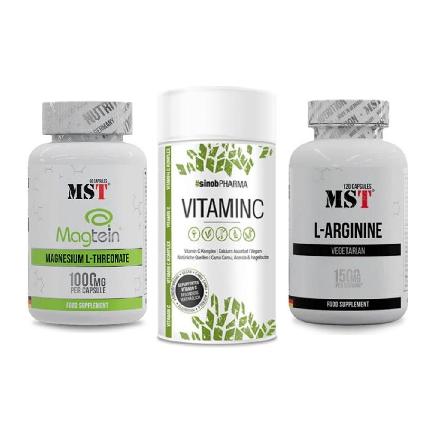 Ausdauer-Set: MST Magnesium + Sinob Vitamin C + MST L-Arginine – alle enthaltenen Artikel