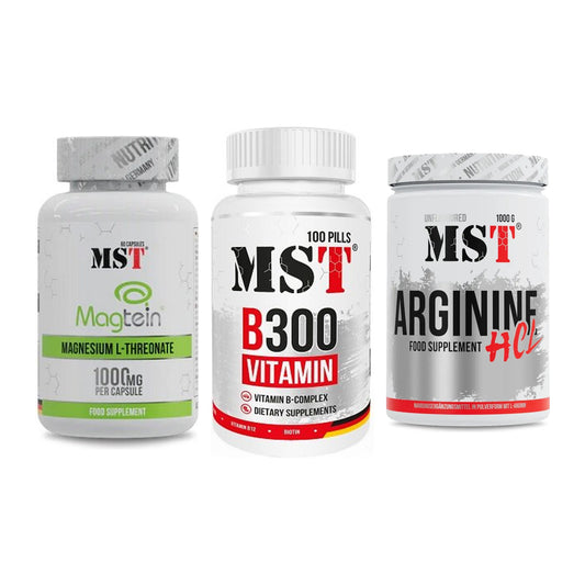 Ausdauer-Set: MST Magnesium + MST B300 B-Compl + MST Arginine HCL – alle enthaltenen Artikel