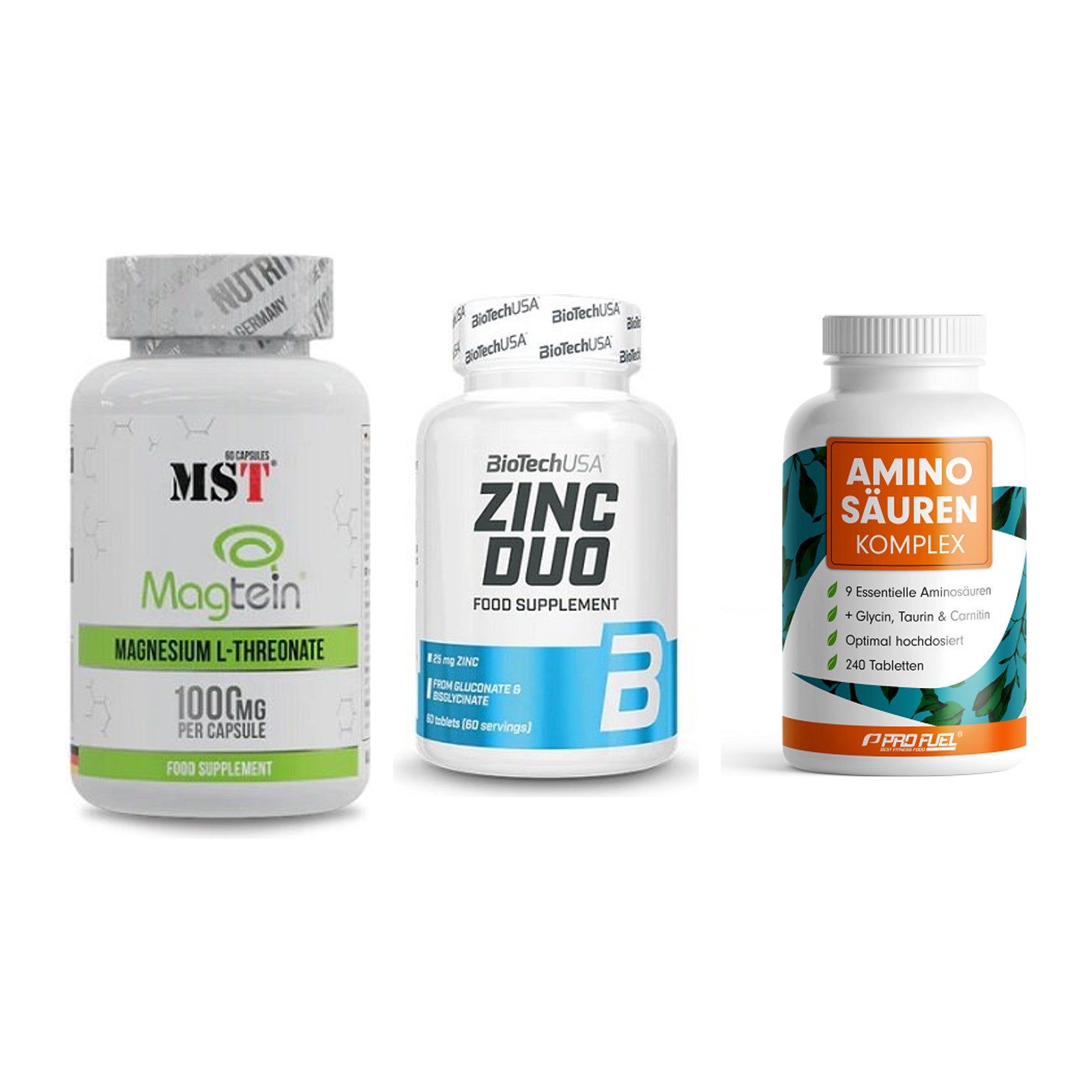 Ausdauer-Set: MST Magnesium + BioTech Zinc Duo + ProFuel Aminosäu – alle enthaltenen Artikel